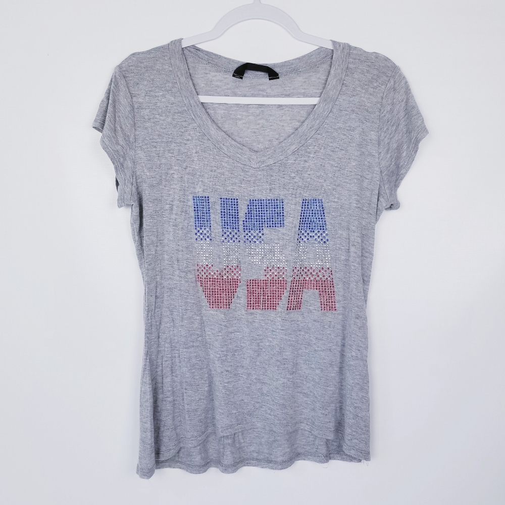USA Soft Shiny Embellished Made in America T-shirt